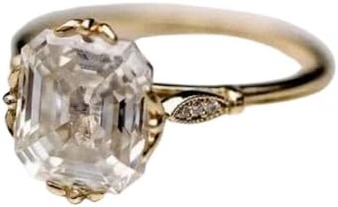 SilverQ 2.50 Ct Asscher Cut Diamond Art Deco Style Solitaire Engagement Ring For Women 14K Gold Plated Floral Prong Milgrain Vintage Inspired Ring 925 Sterling Silver Handmade Wedding Proposal Jewelry in Saudi Arabia