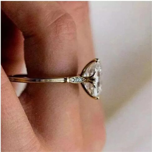 SilverQ 2.50 Ct Asscher Cut Diamond Art Deco Style Solitaire Engagement Ring For Women 14K Gold Plated Floral Prong Milgrain Vintage Inspired Ring 925 Sterling Silver Handmade Wedding Proposal Jewelry in Saudi Arabia