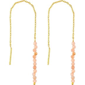 Natural Multi Tourmaline Threader Earrings with Real Gemstone Beads – Elegant Pull-Through Design for Women, Dangling Western Earrings, Long and Short Adjustable, Christmas Gift in Saudi Arabia
