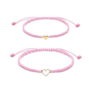 Tirdkid Mother Daughter Bracelets, Mother Daughter Matching Adjustable Heart Bracelets Set of 2 Pink String in Kuwait