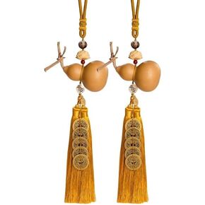 Five Emperors Coins Natural Gourd Pendant with Auspicious Knot - Authentic Pure Copper Coin String, Open-Mouth Design for Living Room Facing Window or Entry Door in Saudi Arabia