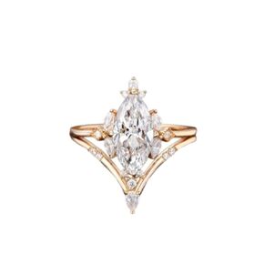 2 Ct Marquise Cut Diamond Wedding Elegant Curve Band Art Deco Vintage Style Matching Bridal Engagement Rings Set For Women 14K Rose Gold Plated 925 Sterling Silver Handmade Anniversary Ring in Saudi Arabia