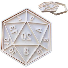RPG Dice Cookie Cutter | D20 Role-Playing Game Baking Tool | Tabletop RPG Party Cookies | 3D Printed PLA | DnD, TTRPG, Fantasy Themed Baking in Kuwait