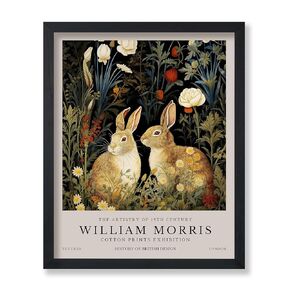 Monem Art William Morris Poster - Rabbit زوجين الطباعة - Bunnies Art - الفن النباتي - فن المعرض - فن الحيوانات - فن الغابات - غرفة المعيشة الجمالية أو ديكور غرفة نوم - 8x10 فن الجدار غير المؤلف in Saudi Arabia