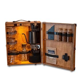 Custom Engraved Coffee Brewing Set, Handmade Wooden Cabinet, With Pour Over Stand, Travel Friendly Kit, Holiday Gift For Coffee Lovers, Christmas Gift in Saudi Arabia