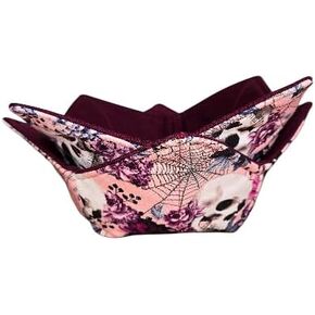 Cotton Bowl Cozies, Set of 2, Microwave Safe, Reversible, Skulls and Flowers in Pink Shades. Halloween - Gothic - Day of Dead in Kuwait