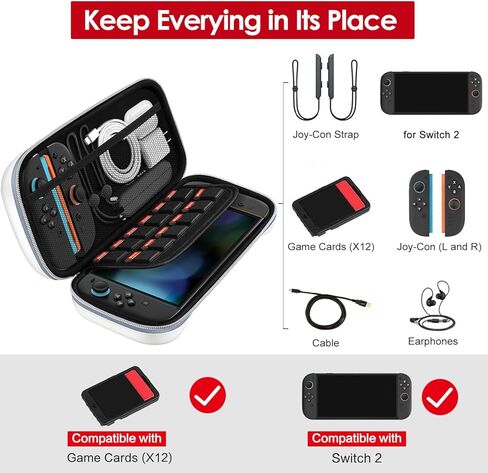 ivoler Carrying Case for Nintendo Switch and NEW Switch OLED Model(2021), Portable Hard Shell Pouch Carrying Travel Game Bag for Switch Accessories Holds 10 Game Cartridge (Black) in Kuwait