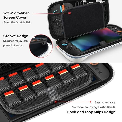 ivoler Carrying Case for Nintendo Switch and NEW Switch OLED Model(2021), Portable Hard Shell Pouch Carrying Travel Game Bag for Switch Accessories Holds 10 Game Cartridge (Black) in Kuwait