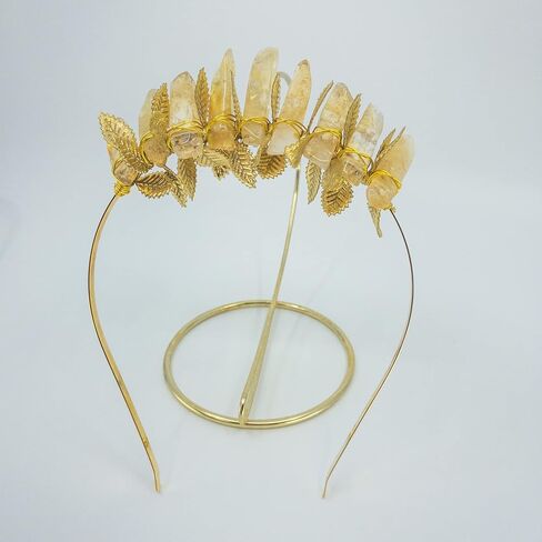 Appalachian Gems Mini Citrine Crystal Crown Tiara with Gold Leaf for Weddings Brides Witch Crown Photoshoots and Halloween in Saudi Arabia