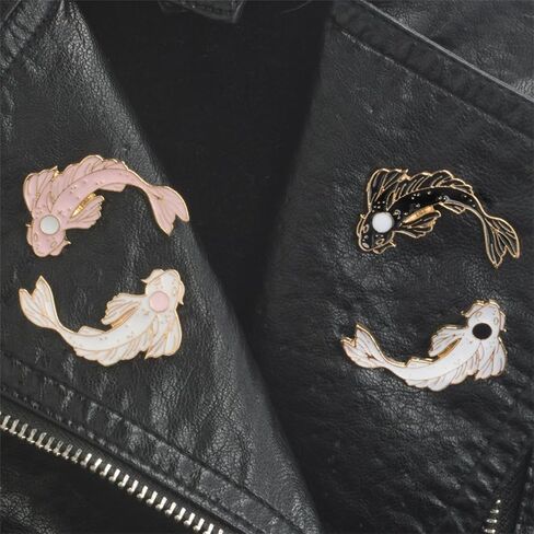 2pcs Lovely Black and White Fish Brooch Enamel Lapel Brooches Pin Set Cute Cartoon Koi Fish Pins BFF Friendship DIY Accessories for Backpacks Clothes Bags Jackets Hat (Pink White) in Saudi Arabia