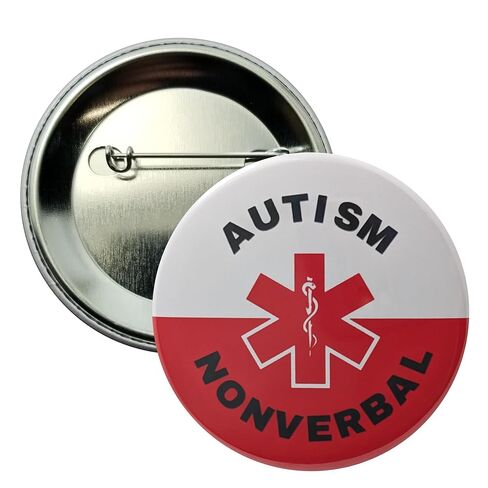 Autism Awareness pin - Autism Nonverbal - single large 2.25" pinback button in Kuwait