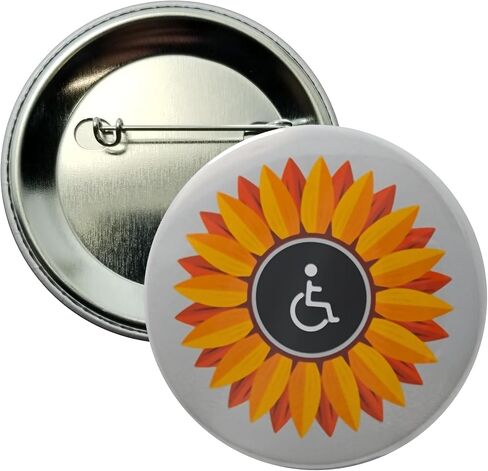 دبوس الإعاقات الخفية - عباد الشمس - زر واحد كبير 2.25 بوصة pinback in Kuwait