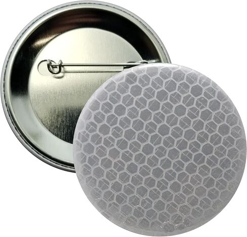 High Visibility Reflective Buttons for Bicyclists and Runners - pin to clothing and backpacks - silver - 2.25", pack of 10 pinback reflectors in Saudi Arabia