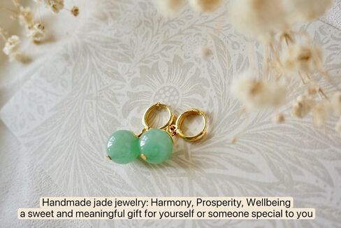 أقراط طبيعية Jade Huggie Hoops ، 14 كيلو بايت مطلي بالذهب الأخضر الأخضر الأحجار الكريمة أقراط ، مجوهرات مولد ، حجري ، للنساء الفتيات أمي in Saudi Arabia