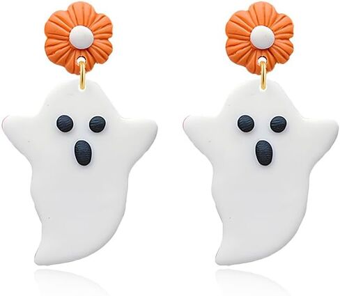 Halloween Ghost Earrings for Women Handmade Polymer Clay Earrings Cute Gothic Pumpkin Flower Moon Dangle Earrings Cartoon Cosplay Party Halloween Jewelry (Cowboy) in Saudi Arabia