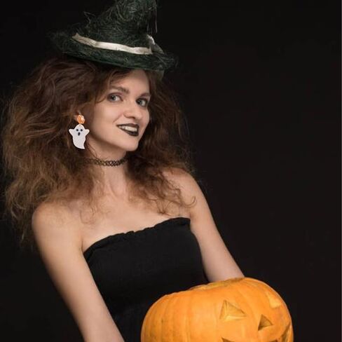 Halloween Ghost Earrings for Women Handmade Polymer Clay Earrings Cute Gothic Pumpkin Flower Moon Dangle Earrings Cartoon Cosplay Party Halloween Jewelry (Cowboy) in Saudi Arabia