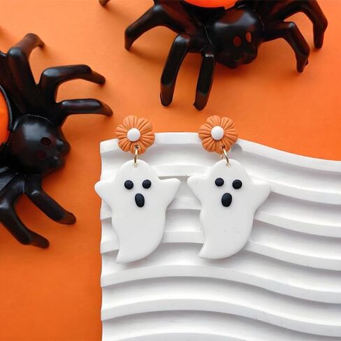 Halloween Ghost Earrings for Women Handmade Polymer Clay Earrings Cute Gothic Pumpkin Flower Moon Dangle Earrings Cartoon Cosplay Party Halloween Jewelry (Cowboy) in Saudi Arabia