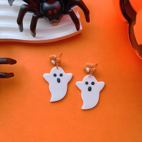 Halloween Ghost Earrings for Women Handmade Polymer Clay Earrings Cute Gothic Pumpkin Flower Moon Dangle Earrings Cartoon Cosplay Party Halloween Jewelry (Cowboy) in Saudi Arabia