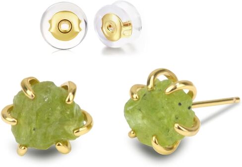 Crystal Earrings, Natural Raw Clear Quartz Prong Setting Stud Earrings, 14k Gold Plated Irregular Healing Crystal Jewelry for Women (White Quartz) in Saudi Arabia