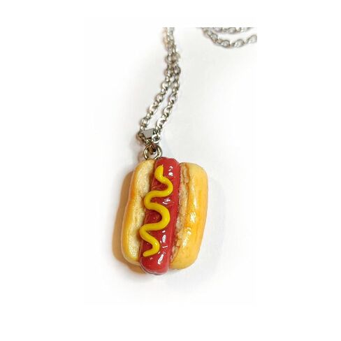 Miniature Hot Dog Pendant Necklace, Stainless Steel Chain, Food Jewelry for Women in Kuwait