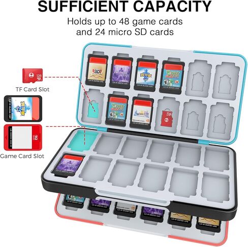 HEIYING Game Card Case for Nintendo Switch&Switch OLED,Portable Switch Lite Game Card Storage with 48 Game Card Slots and 24 Micro SD Card Slots in Kuwait