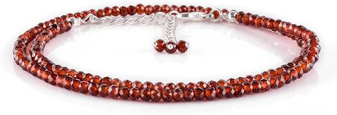 Natural Red Garnet Gemstone Full Beaded Choker Necklace, Energy Healing Crystals, Silver Plated Chain, Gift for Women, January Birthstone, Women Jewelry, Valentine Gifts, 18inches in Saudi Arabia