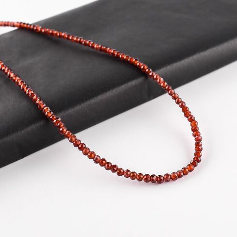 Natural Red Garnet Gemstone Full Beaded Choker Necklace, Energy Healing Crystals, Silver Plated Chain, Gift for Women, January Birthstone, Women Jewelry, Valentine Gifts, 18inches in Saudi Arabia