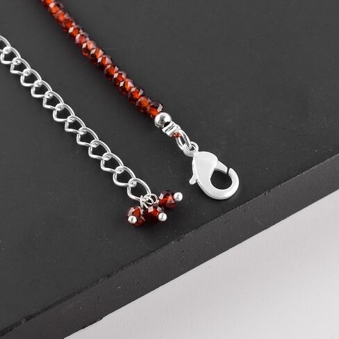 Natural Red Garnet Gemstone Full Beaded Choker Necklace, Energy Healing Crystals, Silver Plated Chain, Gift for Women, January Birthstone, Women Jewelry, Valentine Gifts, 18inches in Saudi Arabia