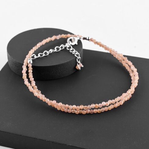 Natural Red Garnet Gemstone Full Beaded Choker Necklace, Energy Healing Crystals, Silver Plated Chain, Gift for Women, January Birthstone, Women Jewelry, Valentine Gifts, 18inches in Saudi Arabia