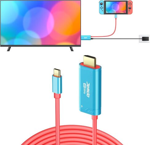JINGDU USB C to HDMI Cable Compatible with Nintendo Switch 2017/OLED, USB-C HDMI Cable Replaces the Original Switch Dock for TV Screen Mirroring, 4K30Hz, Blue in Kuwait