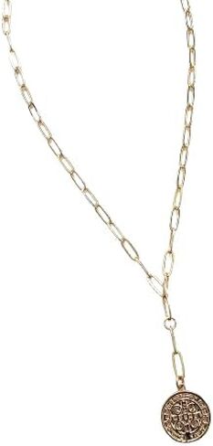 Saint Cross Gold Coin Araniat Paperclip Links Faith Inspire Y Necklace in Saudi Arabia