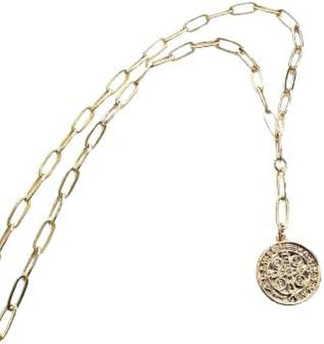 Saint Cross Gold Coin Araniat Paperclip Links Faith Inspire Y Necklace in Saudi Arabia