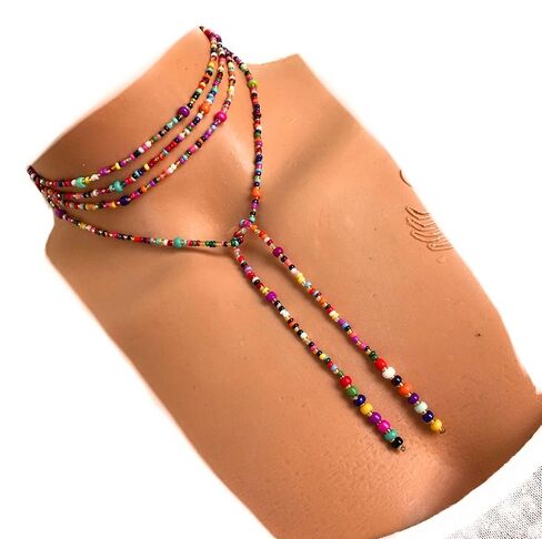 قلادة حبة ملونة ، قلادة طويلة ربطة عنق ، قلادة لف ، حبة بذرة التفاف ، قلادة الولادة ، امرأة هدية عيد الميلاد ، قلادة مزخرفة بالخرز in Kuwait