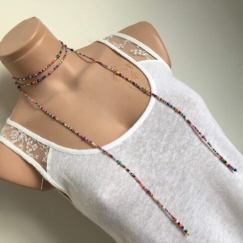 قلادة حبة ملونة ، قلادة طويلة ربطة عنق ، قلادة لف ، حبة بذرة التفاف ، قلادة الولادة ، امرأة هدية عيد الميلاد ، قلادة مزخرفة بالخرز in Kuwait