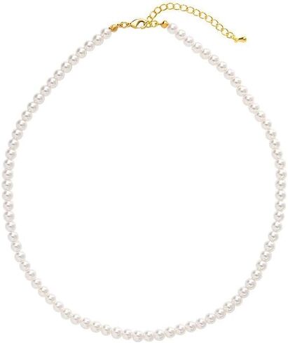 Pearl Necklaces for Women, Dainty Imitation White Pearl Choker Wedding Necklace Delicate Simple Bride Bridesmaid Jewelry Gifts in Saudi Arabia