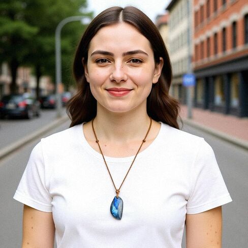 Agate Necklace, Natural Mexican Agate Teardrop Gemstone Pendant Necklace for Women, Adjustable Leather Cord Necklace 14-26 Inch (Agate) in Saudi Arabia