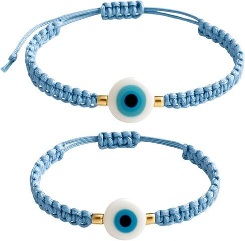 Evil Eye Bracelet for Mom and Baby, Matching Mom and Baby Bracelets, Baby Protection Macrame Braded Bracelet Adjustable size in Saudi Arabia