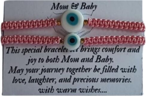 Evil Eye Bracelet for Mom and Baby, Matching Mom and Baby Bracelets, Baby Protection Macrame Braded Bracelet Adjustable size in Saudi Arabia