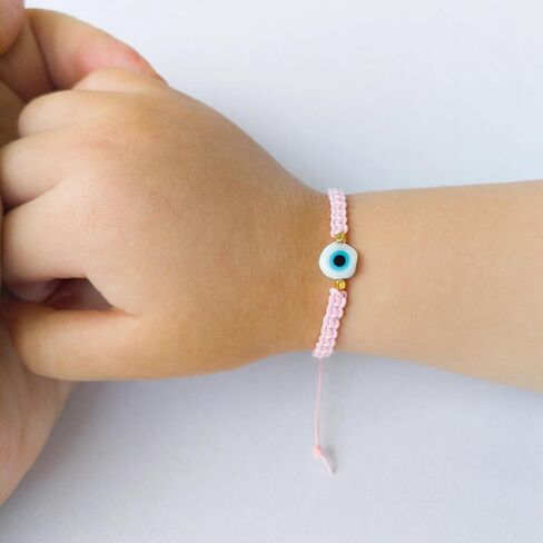 Evil Eye Bracelet for Mom and Baby, Matching Mom and Baby Bracelets, Baby Protection Macrame Braded Bracelet Adjustable size in Saudi Arabia