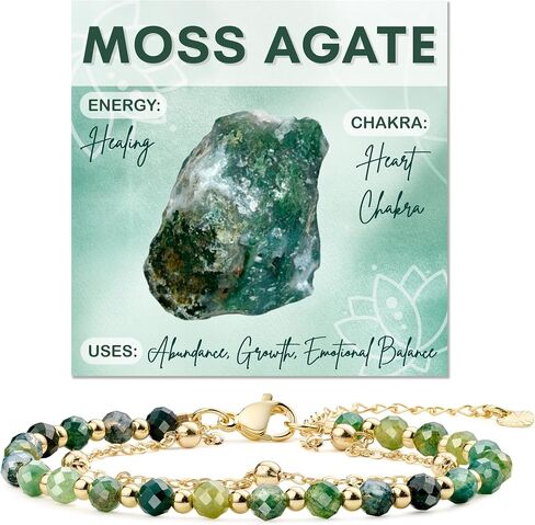 Moss Agate-Farfume Crystal Bracelet Beaded Bracelets for Women 4mm Natural Stone Beads Gemstone Handmade Jewelry Gifts in Kuwait