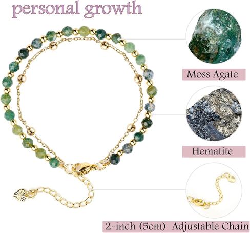 Moss Agate-Farfume Crystal Bracelet Beaded Bracelets for Women 4mm Natural Stone Beads Gemstone Handmade Jewelry Gifts in Kuwait
