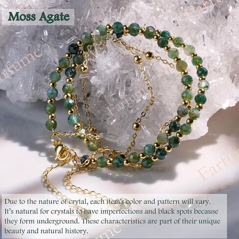Moss Agate-Farfume Crystal Bracelet Beaded Bracelets for Women 4mm Natural Stone Beads Gemstone Handmade Jewelry Gifts in Kuwait