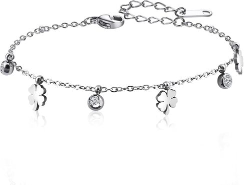 Lucky Four Leaf Clover Bracelet for Women Silver Clover Bracelet, Stylish 4 Leaf Clover Jewelry, Perfect Lucky Charm Gift for Her, Adjustable and Lightweight in Saudi Arabia