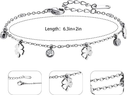 Lucky Four Leaf Clover Bracelet for Women Silver Clover Bracelet, Stylish 4 Leaf Clover Jewelry, Perfect Lucky Charm Gift for Her, Adjustable and Lightweight in Saudi Arabia