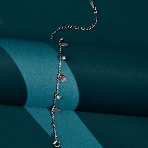 Lucky Four Leaf Clover Bracelet for Women Silver Clover Bracelet, Stylish 4 Leaf Clover Jewelry, Perfect Lucky Charm Gift for Her, Adjustable and Lightweight in Saudi Arabia