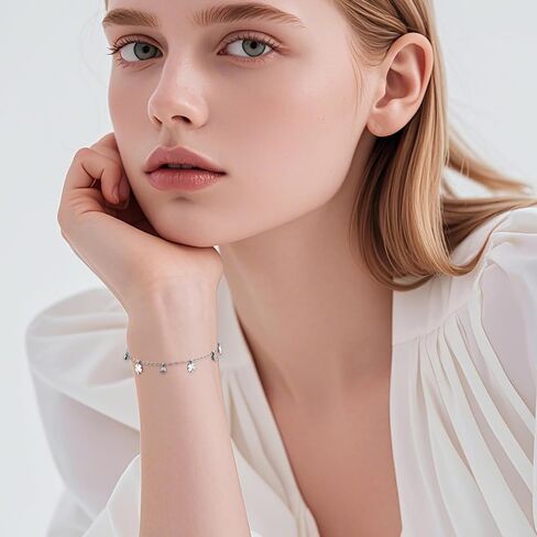 Lucky Four Leaf Clover Bracelet for Women Silver Clover Bracelet, Stylish 4 Leaf Clover Jewelry, Perfect Lucky Charm Gift for Her, Adjustable and Lightweight in Saudi Arabia