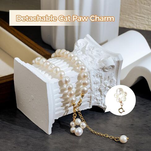 Cat Paw Pearl Bracelet للنساء-7 ملم لؤلؤات المياه العذبة المزروعة بالباروك ، وسلسلة نحاسية مطلية بالذهب 14K ، وهدية لطيفة لمحبي القط ، ومجوهرات لؤلؤة عصرية مع صندوق هدايا in Kuwait
