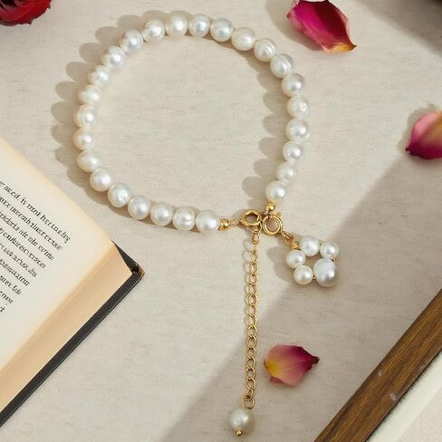 Cat Paw Pearl Bracelet للنساء-7 ملم لؤلؤات المياه العذبة المزروعة بالباروك ، وسلسلة نحاسية مطلية بالذهب 14K ، وهدية لطيفة لمحبي القط ، ومجوهرات لؤلؤة عصرية مع صندوق هدايا in Kuwait