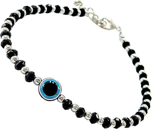 Small Bead Waterproof Anklets for Women Beach Foot Ankle Bracelet Cute Colorful Friendship Beaded Anklets 9 inches. (Black - Silver) in Saudi Arabia
