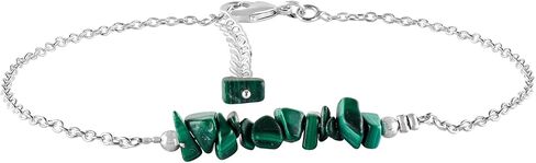 Yanara Blue Opal Anklets Nuggets Ankle Bracelets for Women Natural October Birthstone Silver Plated Jewelry in 9" +1.5" inch Chakra Crystals Christmas Gifts For Her in Kuwait